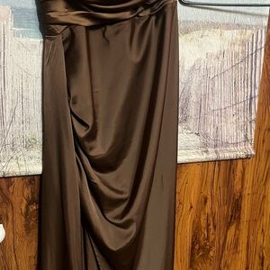 Elegant Brown Draped Gown